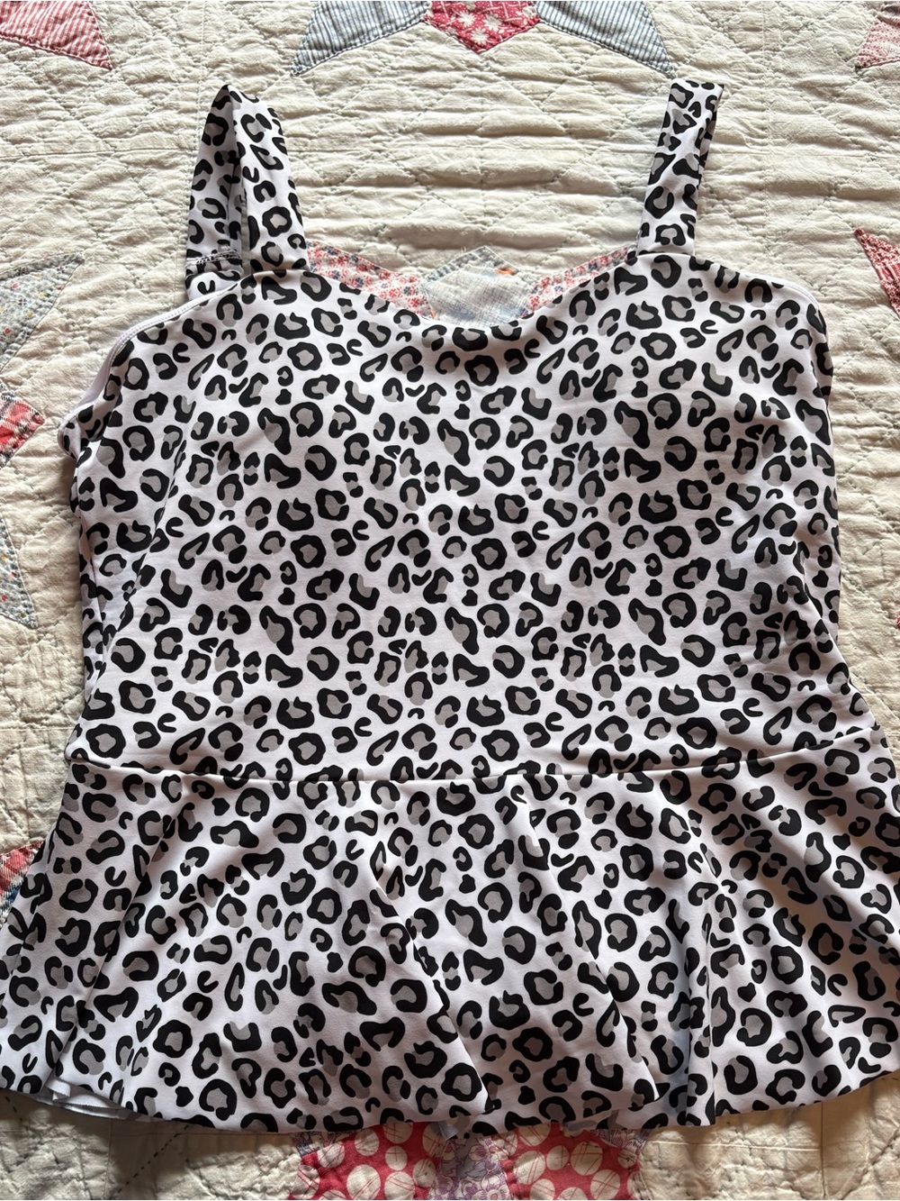KIAVA Black and White Leopard Print Peplum Tankini
